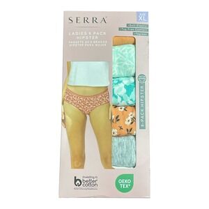 Serra Underwear Women XL Multicolor 6-Pack Hipster Cotton Spandex Floral Solid